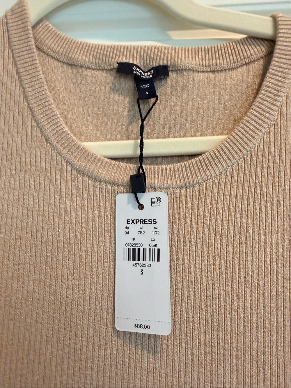 Express Sleeveless Ribbed Maxi Dress in Beige - Picture 2 of 2